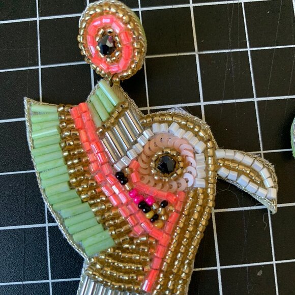 Large Sequin and Bead Bird Earrings - Picture 3 of 3